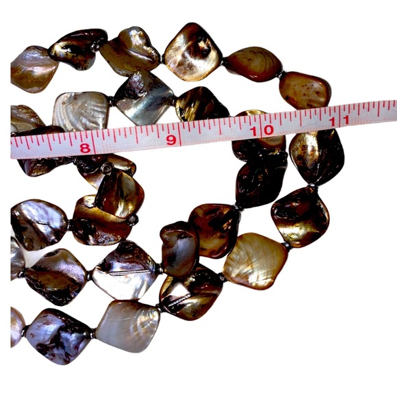 Abalone Mother of Pearl Multi Strand Layered Women’s Necklace Brown Gold Pearl - Picture 11 of 16